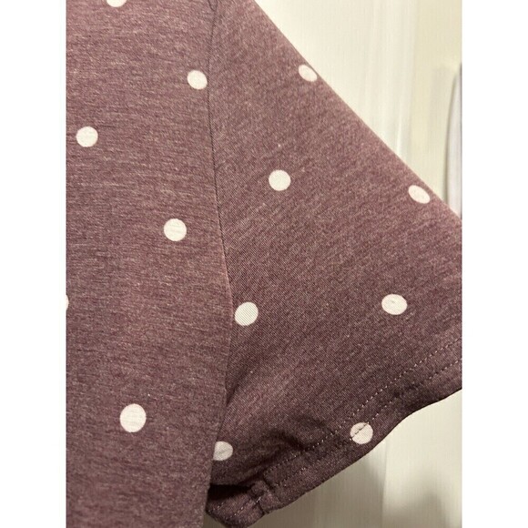 Raglan Dress Burgundy with white polka dot Women’s size XL Swing Comfy Tiered - Picture 7 of 16